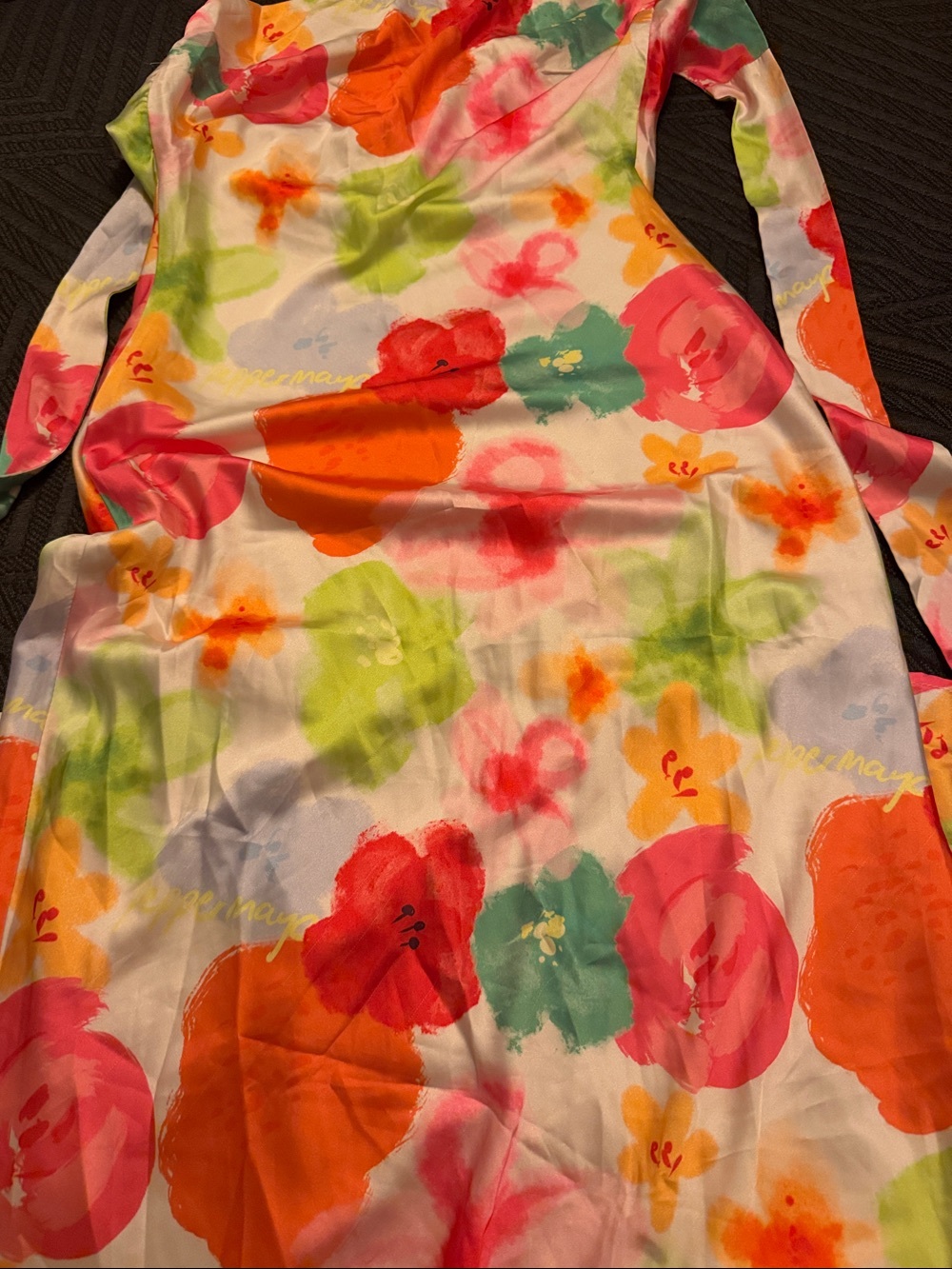 Peppermayo Carried Away White Floral Maxi Dress with Pink, Orange & Green Blooms - Picture 4 of 6